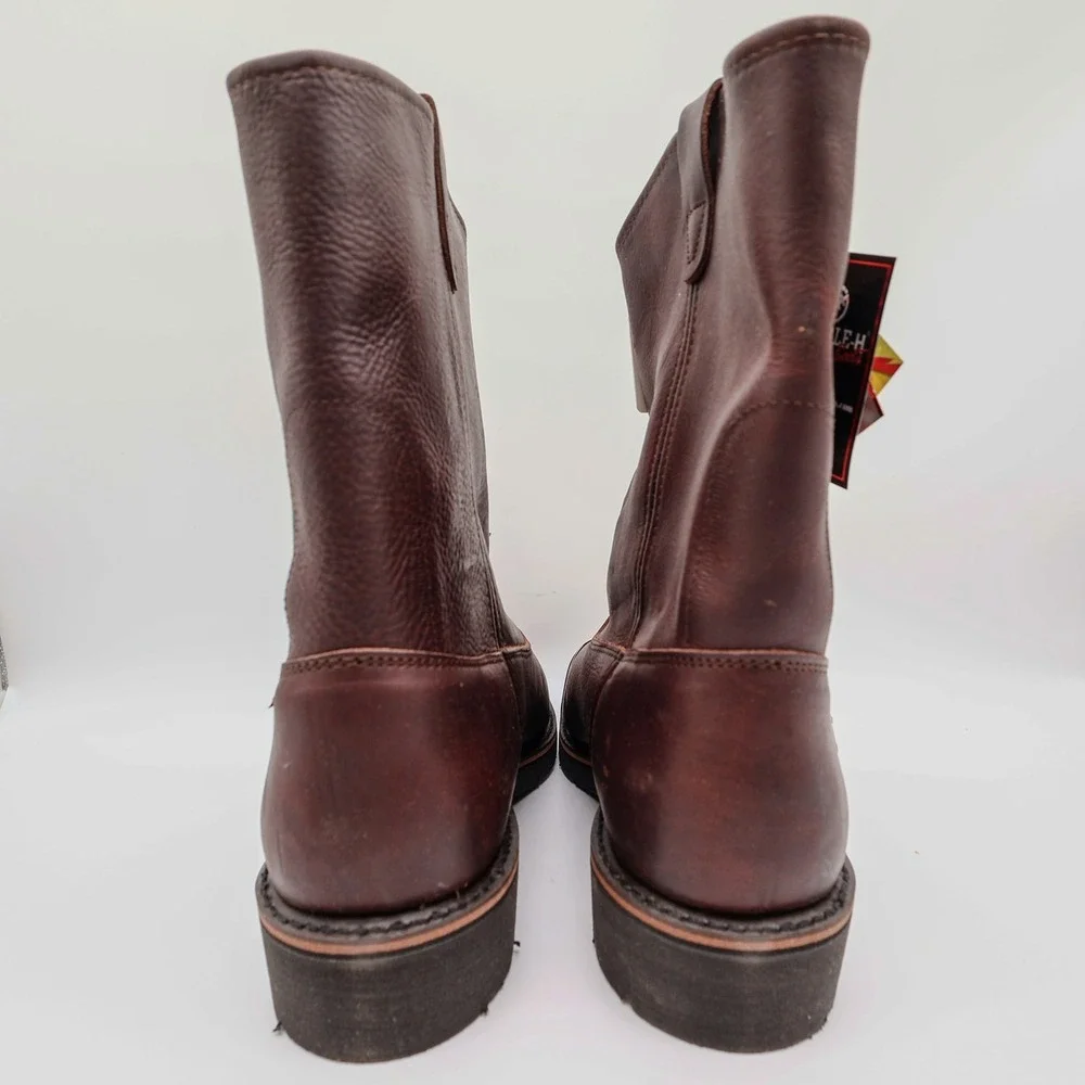Vintage Double-H Boots Mens 13 D Brown Leather AG7 Ranchwell EH Boots 3730 NWB